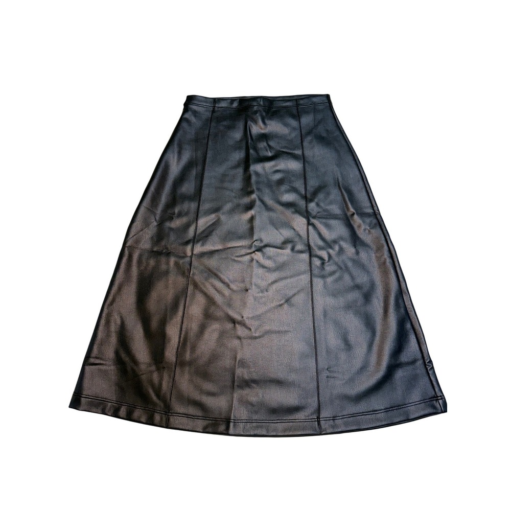 Ripley Rader Los Angeles Black Faux Vegan Leather A-Line Skirt Womens XS 1